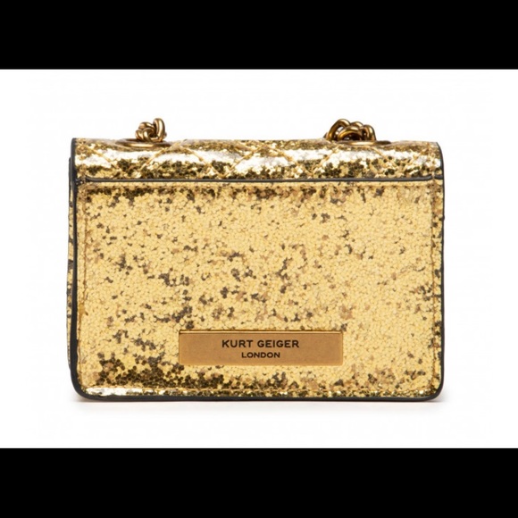 NWT Kurt Geiger London Gold Glitter Micro Kensington Shoulder Bag - Picture 8 of 10